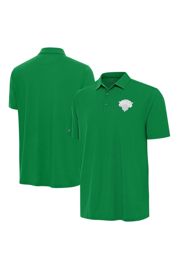 Men's Antigua Kelly Green New York Knicks St. Patrick's Day-Era Polo