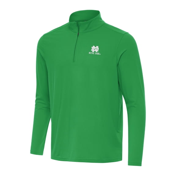 Men's Antigua Kelly Green Notre Dame Fighting Irish St. Patrick's Day Intent Quarter-Zip Pullover