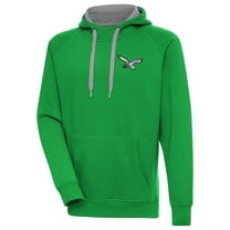 Men's Antigua Kelly Green Philadelphia Eagles Throwback Logo Victory Pullover Hoodie