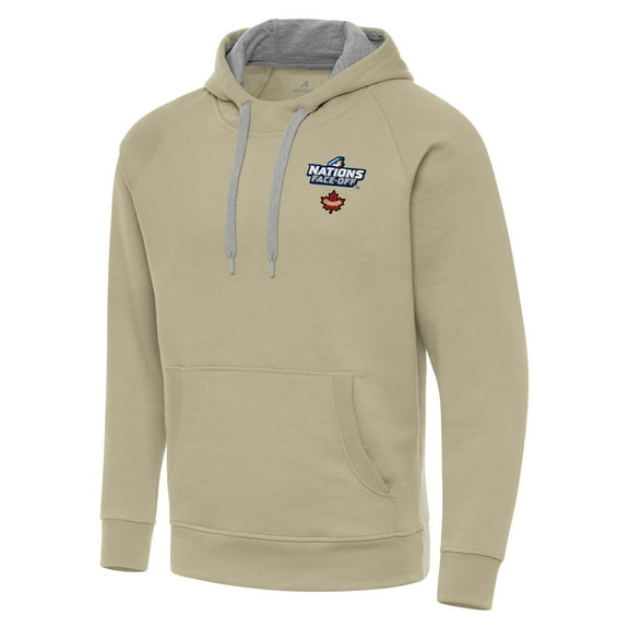 Men's Antigua Khaki Hockey Canada 2025 4 Nations Face Off Victory Pullover Hoodie