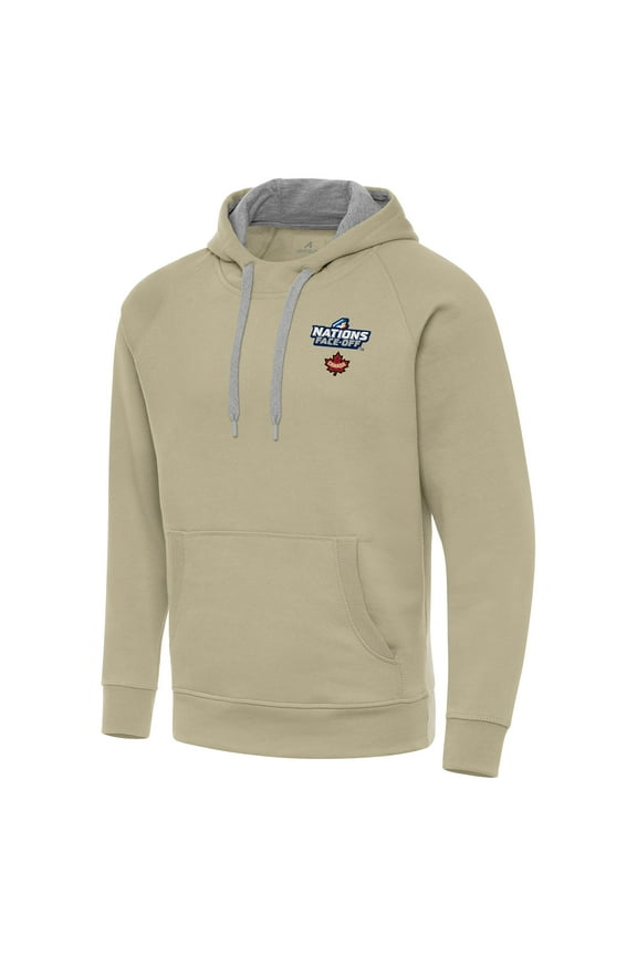 Men's Antigua Khaki Hockey Canada 2025 4 Nations Face Off Victory Pullover Hoodie