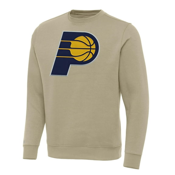 Men's Antigua Khaki Indiana Pacers Victory Crewneck Pullover Sweatshirt