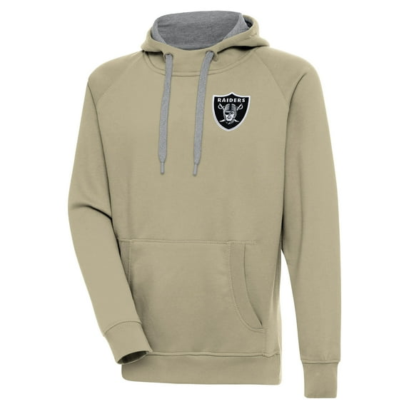 Men's Antigua Khaki Las Vegas Raiders Victory Pullover Hoodie