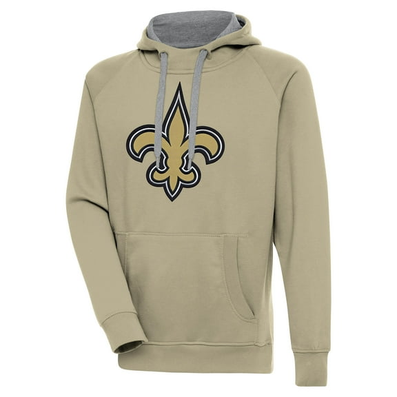 Men's Antigua  Khaki New Orleans Saints Primary Logo Victory Pullover Hoodie