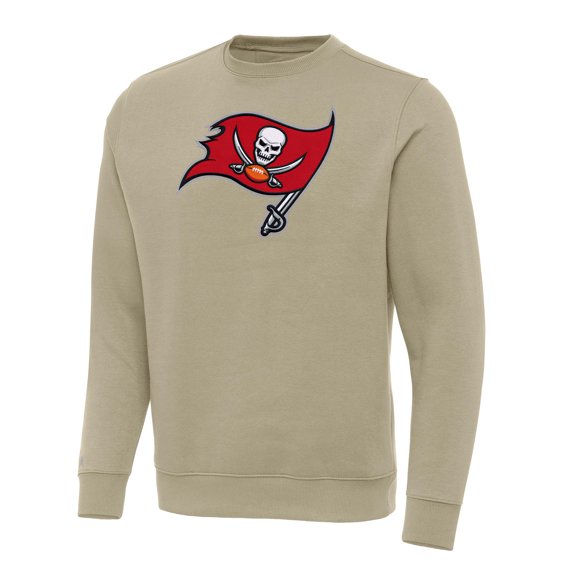 Men's Antigua Khaki Tampa Bay Buccaneers Victory Pullover Sweatshirt