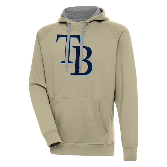 Men's Antigua Khaki Tampa Bay Rays Victory Pullover Hoodie