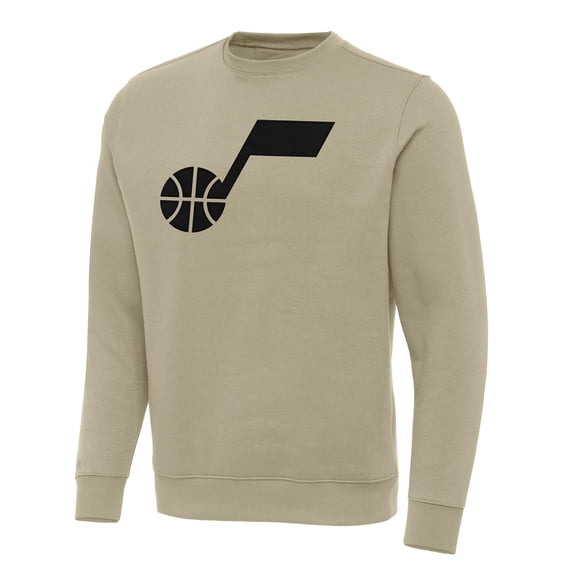 Men's Antigua Khaki Utah Jazz Victory Crewneck Pullover Sweatshirt