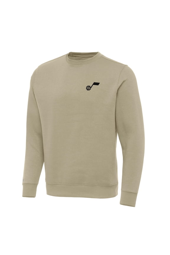 Men's Antigua Khaki Utah Jazz Victory Crewneck Pullover Sweatshirt