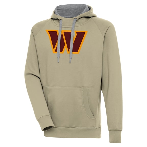 Men's Antigua  Khaki Washington Commanders Primary Logo Victory Pullover Hoodie