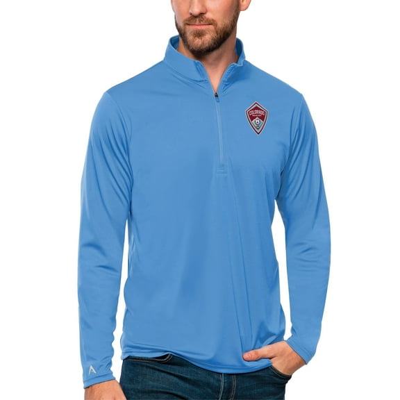 Men's Antigua Light Blue Colorado Rapids Tribute Quarter-Zip Pullover Top