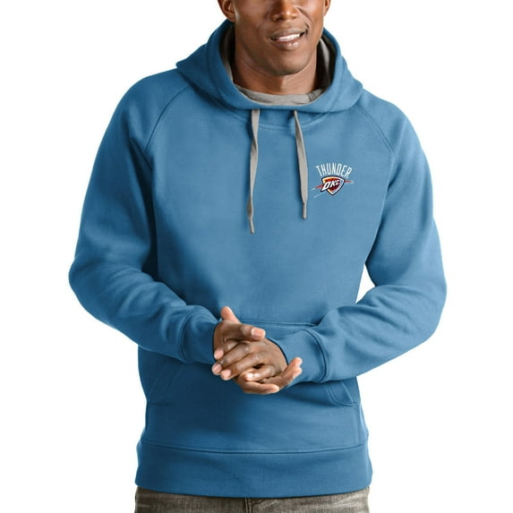 Men's Antigua Light Blue Oklahoma City Thunder Victory Pullover Hoodie