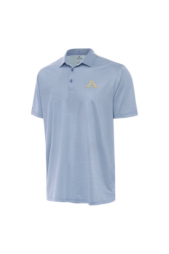 Men's Antigua Light Blue/White Akron Zips Rings Polo