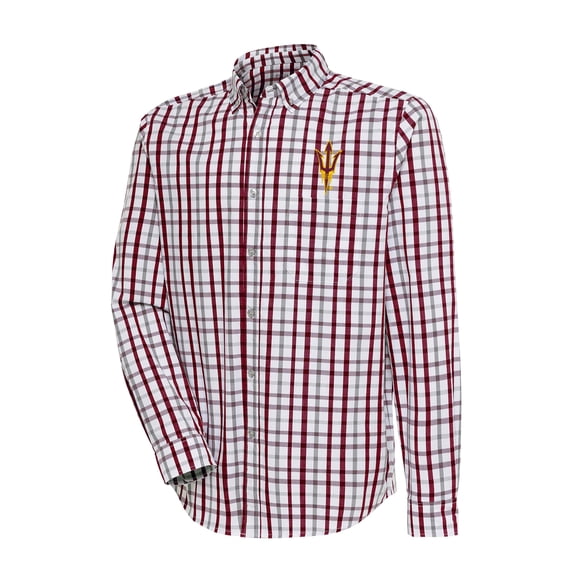 Men's Antigua Maroon/Gray Arizona State Sun Devils Tending Tri-Blend Button-Down Long Sleeve Shirt