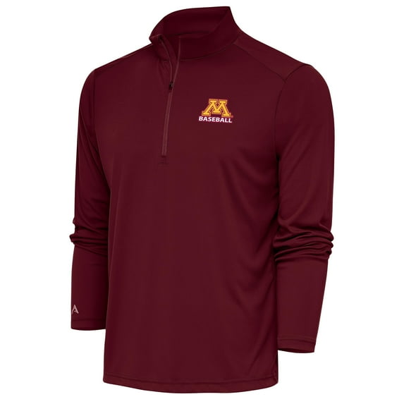 Men's Antigua Maroon Minnesota Golden Gophers Baseball Tribute Quarter-Zip Pullover Top