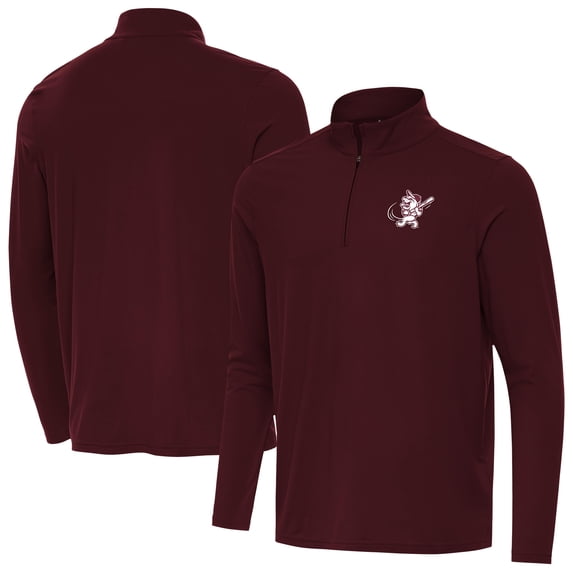 Men's Antigua Maroon Mississippi State Bulldogs Intent Swinging Bully Quarter-Zip Pullover