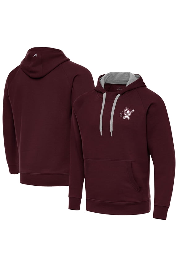 Men's Antigua Maroon Mississippi State Bulldogs Victory Swinging Bully Pullover Hoodie