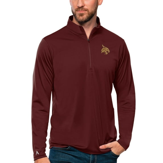 Men's Antigua Maroon Texas State Bobcats Tribute Quarter-Zip Top