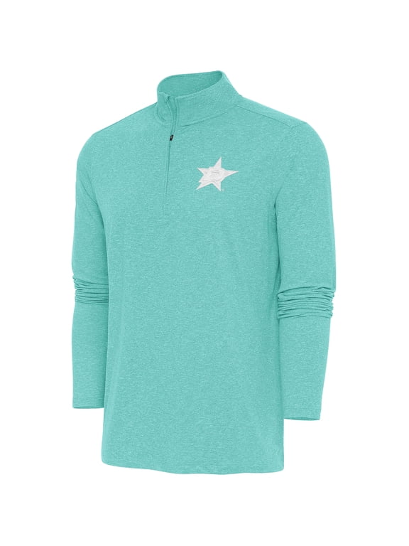 Men's Antigua Mint Dallas Stars White Logo Hunk Quarter-Zip Pullover