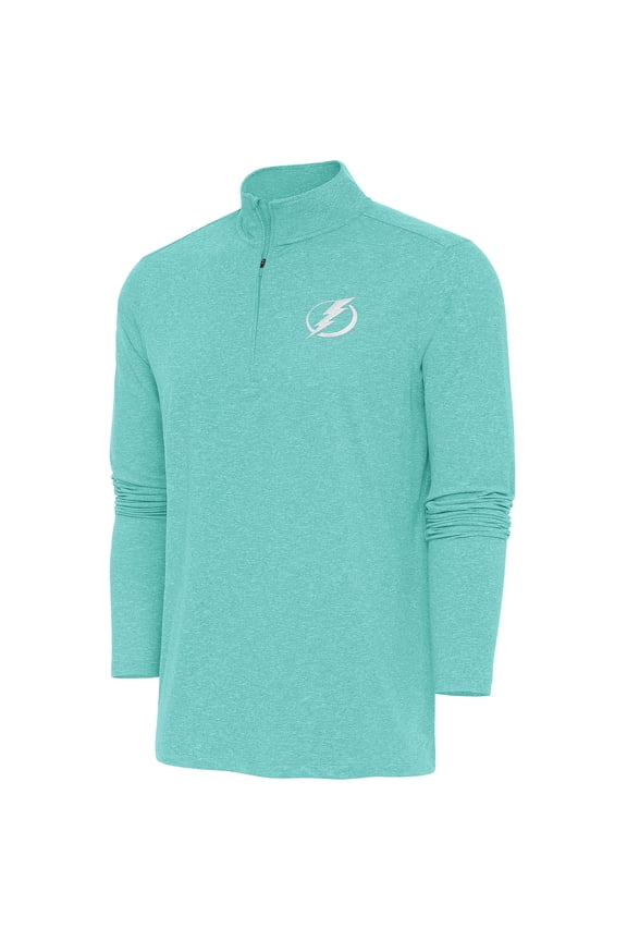 Men's Antigua Mint Tampa Bay Lightning White Logo Hunk Quarter-Zip Pullover