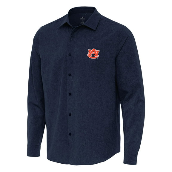Men's Antigua Navy Auburn Tigers Exposure Woven Long Sleeve Button-Up Shirt