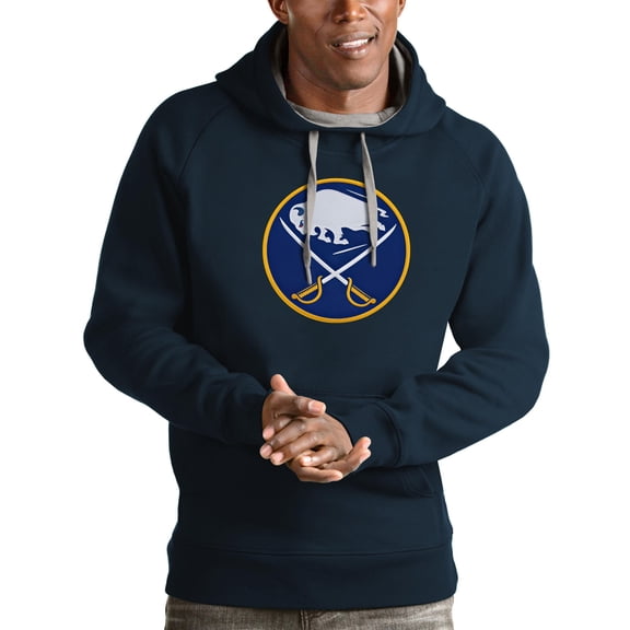 Men's Antigua Navy Buffalo Sabres Logo Victory Pullover Hoodie