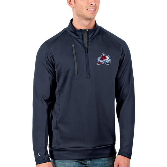 Men's Antigua Navy/Charcoal Colorado Avalanche Generation Quarter-Zip Pullover Jacket