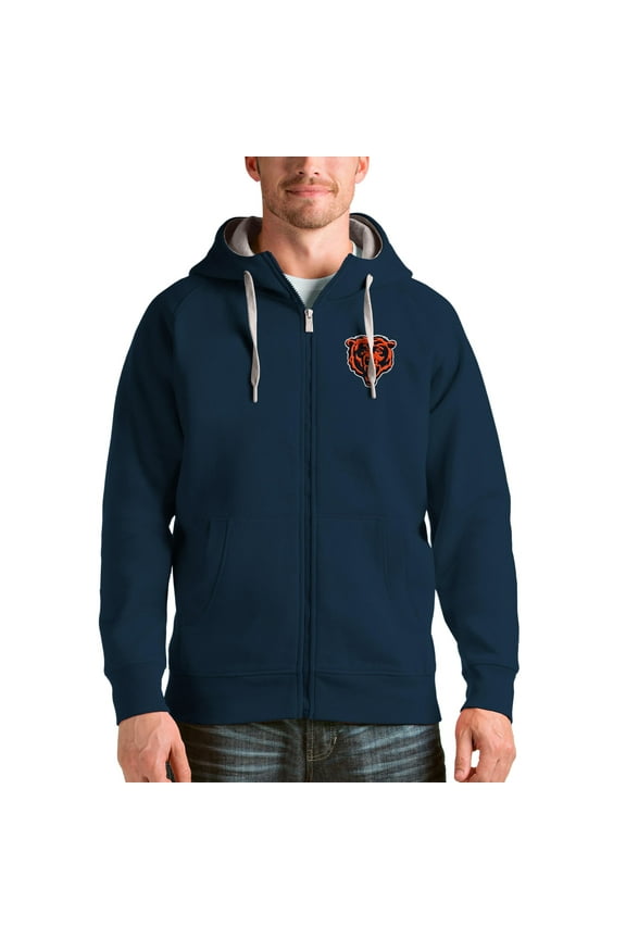 Men's Antigua Navy Chicago Bears Bear Head Victory Full-Zip Hoodie