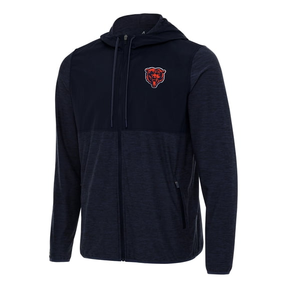 Men's Antigua Navy Chicago Bears Bear Logo Sway Full-Zip Hoodie