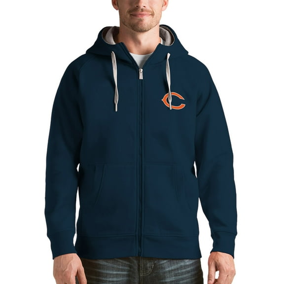 Men's Antigua Navy Chicago Bears Victory Full-Zip Hoodie