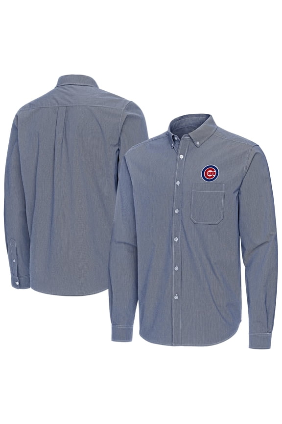 Men's Antigua Navy Chicago Cubs Porter Woven Long Sleeve Button-Down Shirt