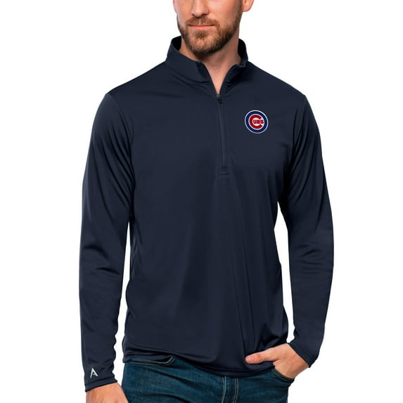 Men's Antigua Navy Chicago Cubs Tribute Quarter-Zip Pullover Top