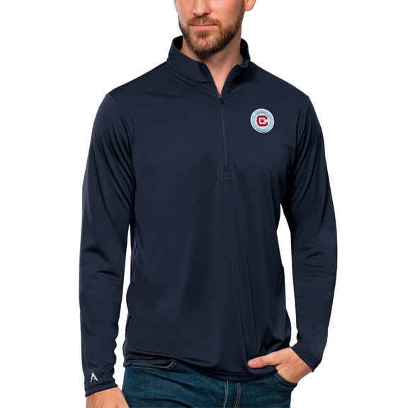Men's Antigua Navy Chicago Fire Tribute Quarter-Zip Pullover Top