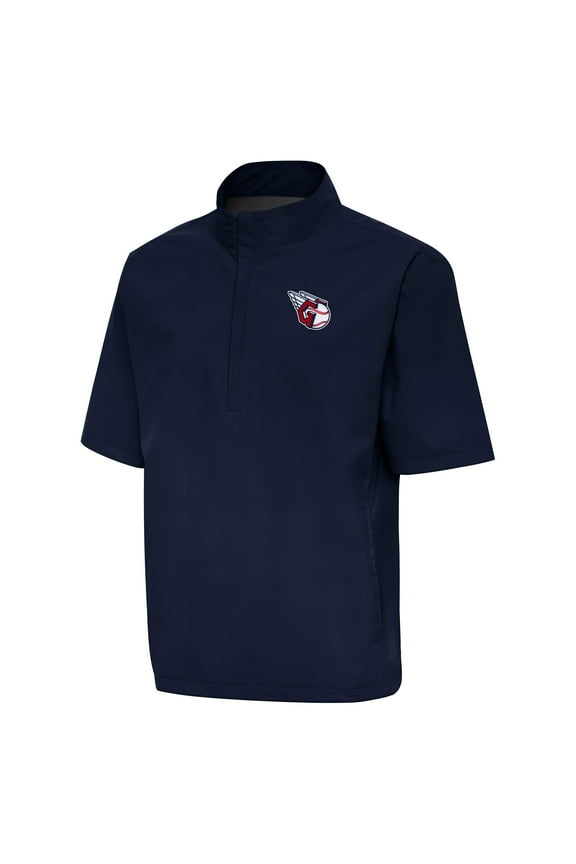 Men's Antigua Navy Cleveland Guardians Brisk Quarter-Zip Wind Shirt