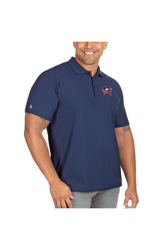 Men's Antigua Navy Columbus Blue Jackets Big & Tall Legacy Pique Polo