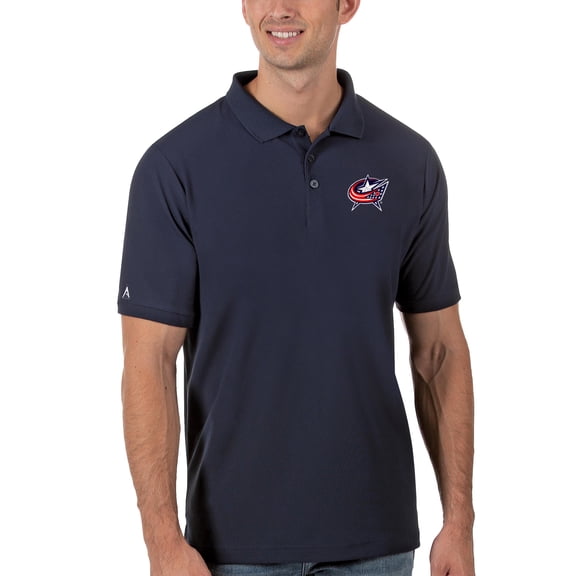 Men's Antigua Navy Columbus Blue Jackets Legacy Pique Polo