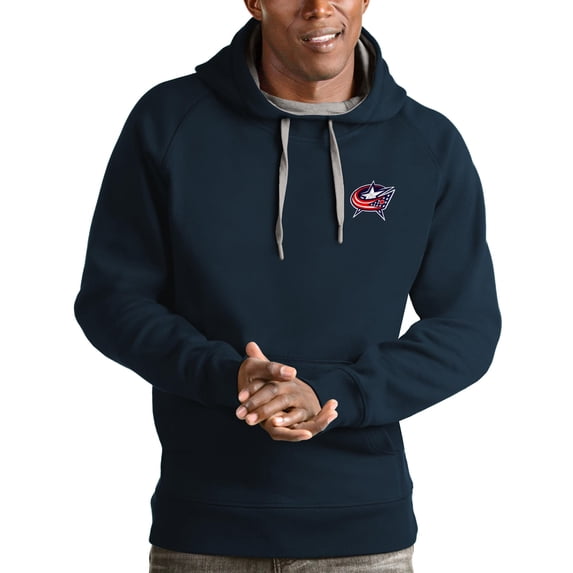 Men's Antigua Navy Columbus Blue Jackets Team Victory Pullover Hoodie