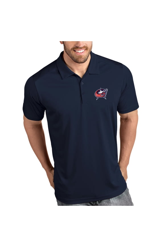 Men's Antigua Navy Columbus Blue Jackets Tribute Polo
