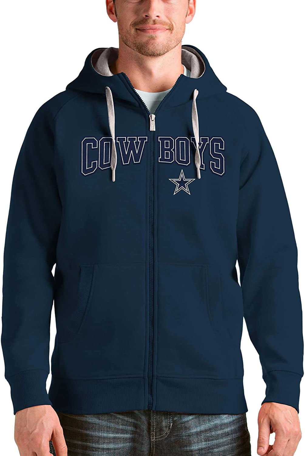 Men s Antigua Navy Dallas Cowboys Team Victory Full Zip Hoodie