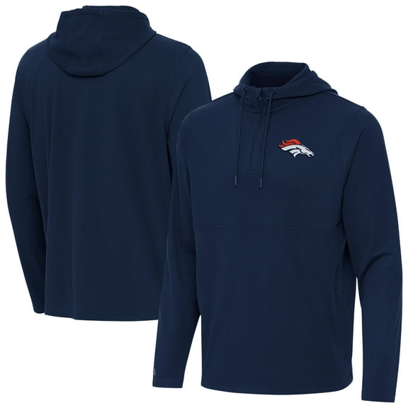 Men's Antigua Navy Denver Broncos Connected Quarter-Zip Pullover Hoodie