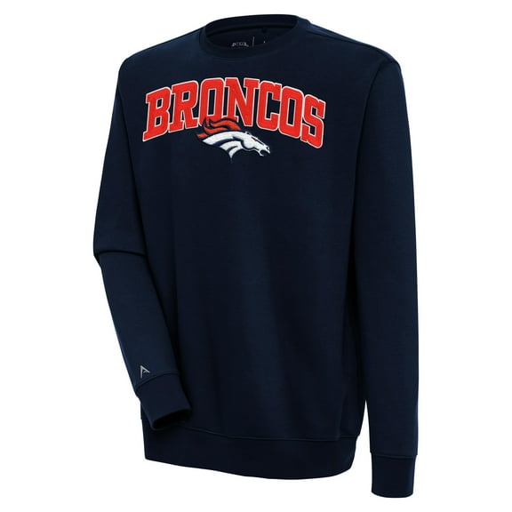 Men's Antigua Navy Denver Broncos Victory Chenille Pullover Sweatshirt