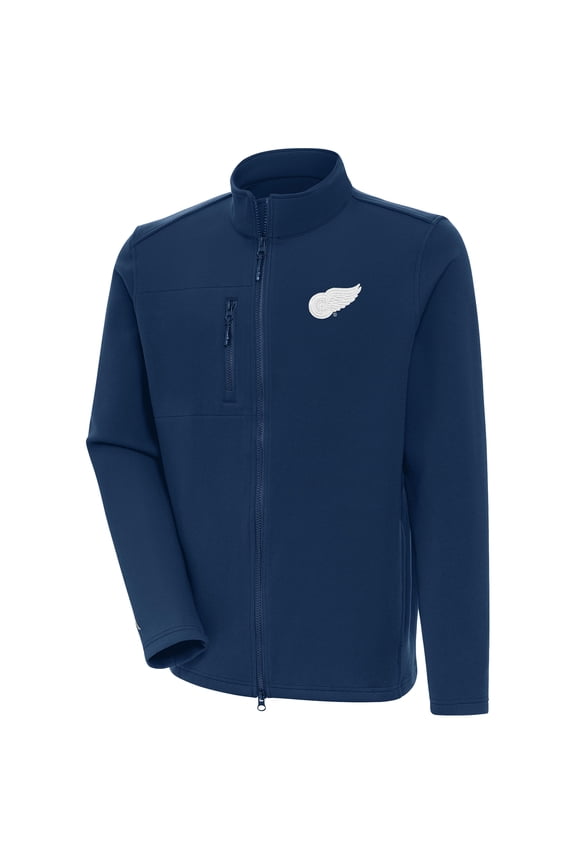 Men's Antigua Navy Detroit Red Wings White Logo Objection Full-Zip Jacket