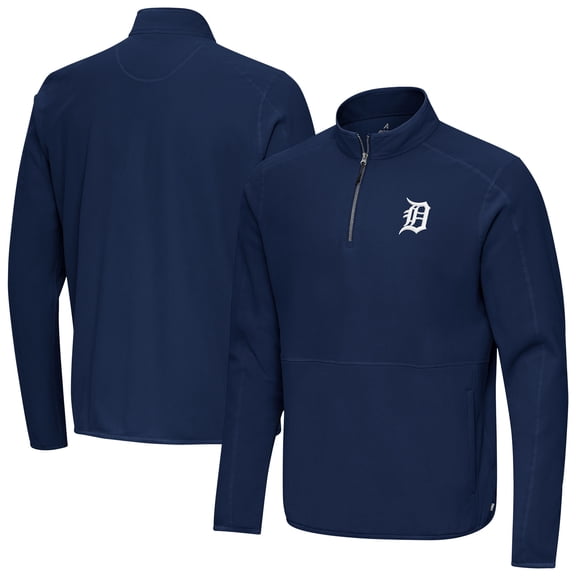 Men's Antigua Navy Detroit Tigers Step Up Quarter-Zip Pullover