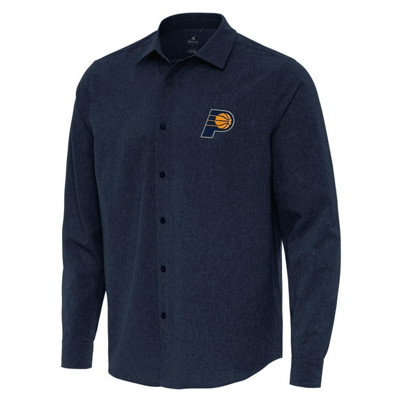 Men's Antigua Navy Indiana Pacers Exposure Woven Long Sleeve Button-Up Shirt