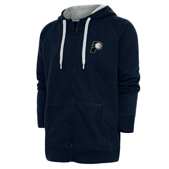 Men's Antigua Navy Indiana Pacers Metallic Logo Victory Raglan Full-Zip Hoodie