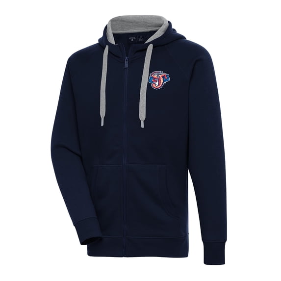 Men's Antigua Navy Jacksonville Jumbo Shrimp Victory Full-Zip Hoodie