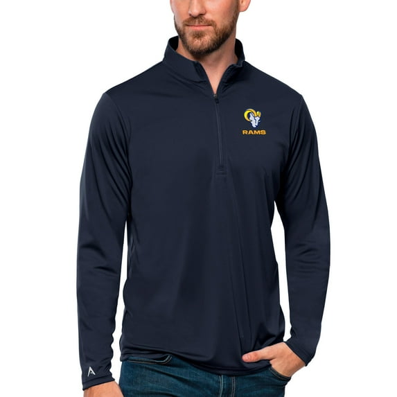 Men's Antigua Navy Los Angeles Rams Tribute Quarter-Zip Lightweight Pullover Top