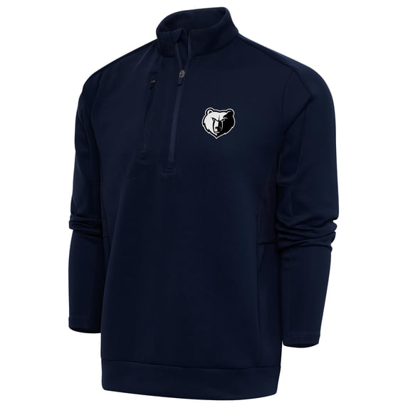 Men's Antigua Navy Memphis Grizzlies Metallic Logo Generation Quarter-Zip Top