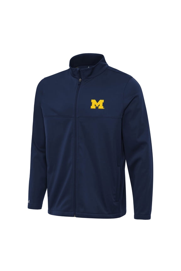 Men's Antigua Navy Michigan Wolverines Links 2 Full-Zip Golf Jacket
