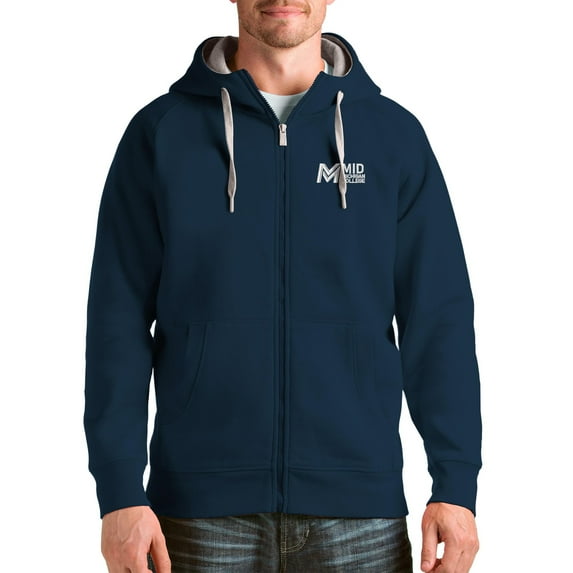 Men's Antigua Navy Mid Michigan College Victory Full-Zip Hoodie