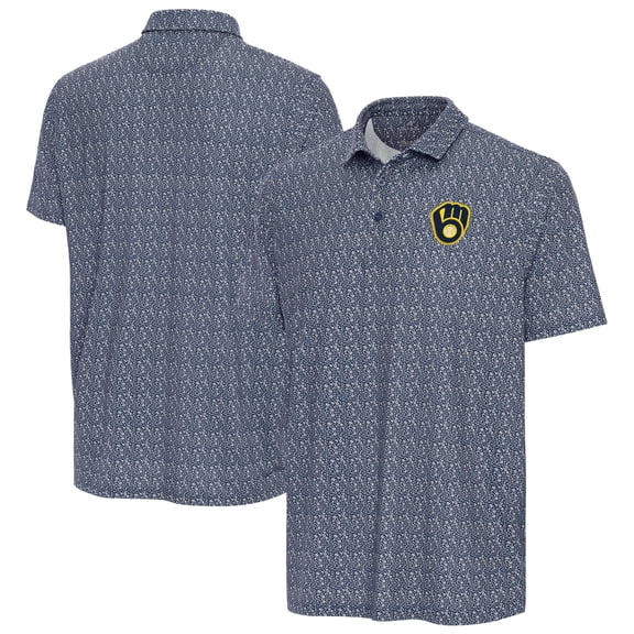 Men's Antigua Navy Milwaukee Brewers Botanic Polo